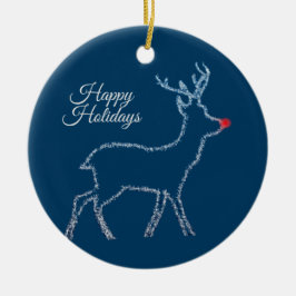 Christmas Party Reindeer Blue Sky Rustic Elegant Julgransprydnad Keramik