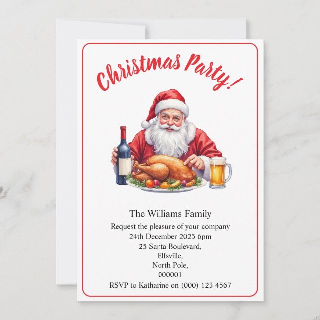 Christmas Party Santa Claus Design Xmas Inbjudningar (Framsida)