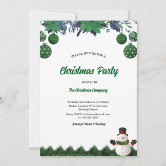 Christmas Party Santa Claus Modern in Green Invita Inbjudningar
