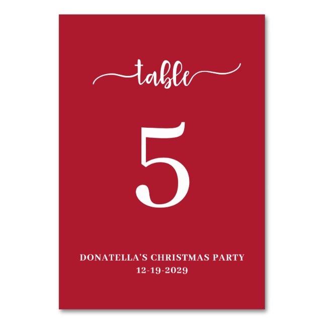 Christmas Party Table number Card Bordsnummer (Framsidan)