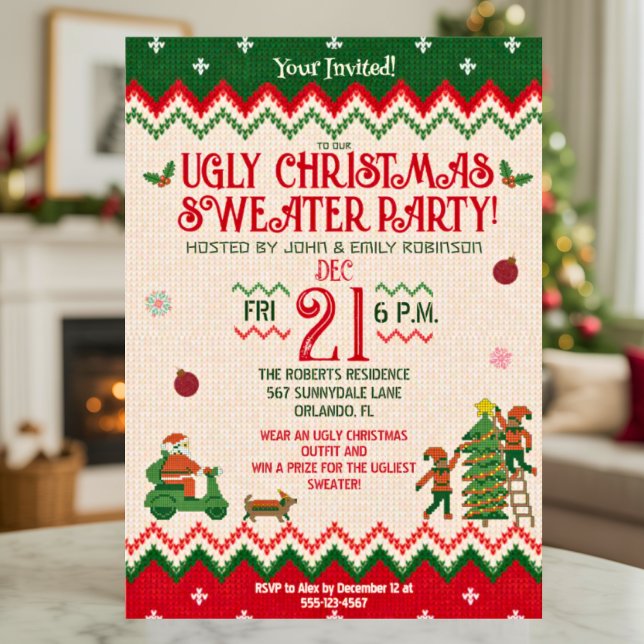 Christmas Party Ugly Sweater Funny Adult Holiday Inbjudningar (Skapare uppladdad)
