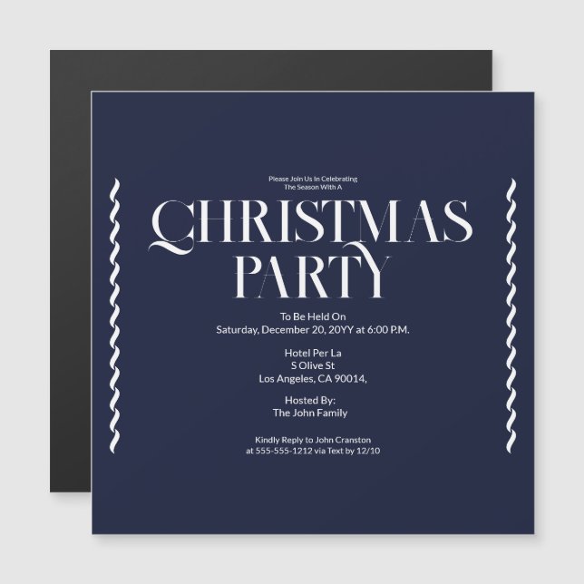 Christmas Party Vintage Elegant blue Invitation (Fram/baksida)
