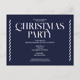 Christmas Party Vintage Elegant blue Invitation Inbjudan Vykort