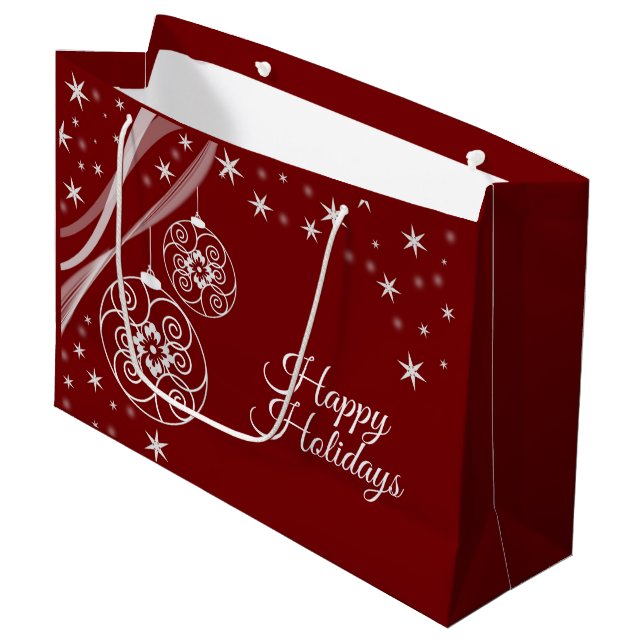 Christmas Party White Ornaments Stars Red Elegant (Framsidan Vinklad)