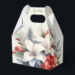 Christmas Party White Red Flowers Holidays Elegant Presentaskar<br><div class="desc">Christmas Party White Red Flowers Holidays Elegant Favor Boxes. Unique,  beautiful,  stylish design. Easy to be personalized. Font style,  size and colors can be changed. Matching items available.</div>