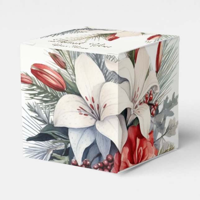 Christmas Party White Red Flowers Holidays Elegant Presentaskar (Framsidan Sidan)