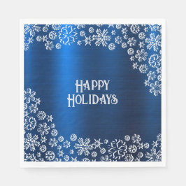 Christmas Party White Snowflakes Navy Blue Pappersservett