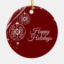 Christmas Party White Stars Red Elegant Julgransprydnad Keramik