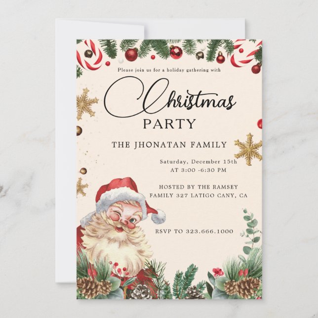 Christmas Party Winter Botanical Inbjudningar (Framsida)