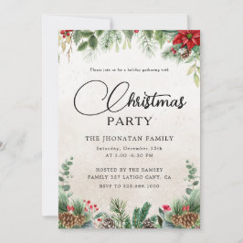Christmas Party Winter Botanical Inbjudningar