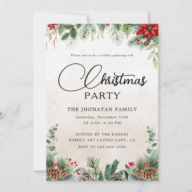 Christmas Party Winter Botanical Inbjudningar (Framsida)