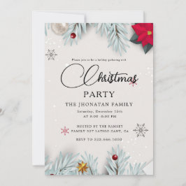 Christmas Party Winter Botanical Inbjudningar