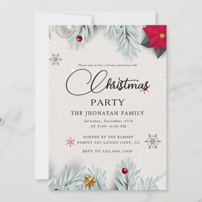 Christmas Party Winter Botanical Inbjudningar (Framsida)