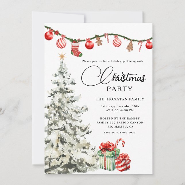 Christmas Party Winter Botanical Inbjudningar (Framsida)