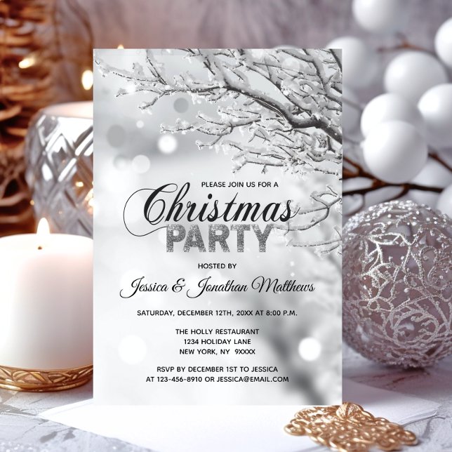 CHRISTMAS PARTY Winter Wonderland Snö 3" x 5" Inbjudningar (CHRISTMAS PARTY Winter Wonderland Snow 3x5 Invitation)
