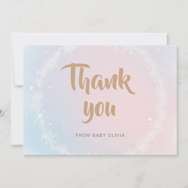 Christmas Pastel Winter Snowflake Baby Shower Tack Kort (Framsida)