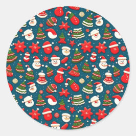Christmas Pattern 4 - Sticker Runt Klistermärke