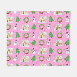 Christmas Pattern - Pink Background  Fleecefilt
