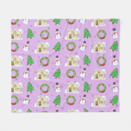 Christmas Pattern - Purple Background  Fleecefilt