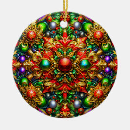 CHRISTMAS Pattern Red Purple Gold Green 3D ~ Julgransprydnad Keramik