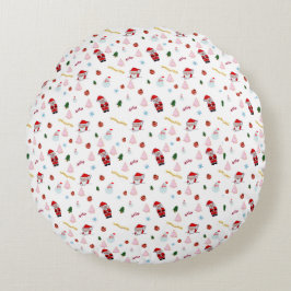Christmas Pattern Round Pillow Rund Kudde