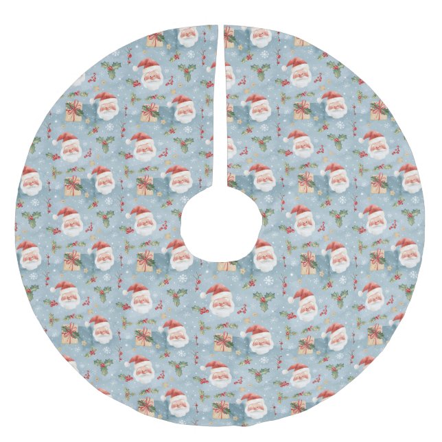 Christmas Pattern Tree Skirt Julgransmatta Borstad Polyester (Framsidan)