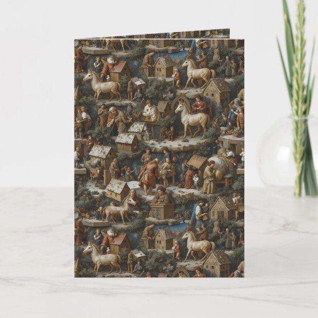 Christmas Pattern Vintage Art Helgkort (Framsida)
