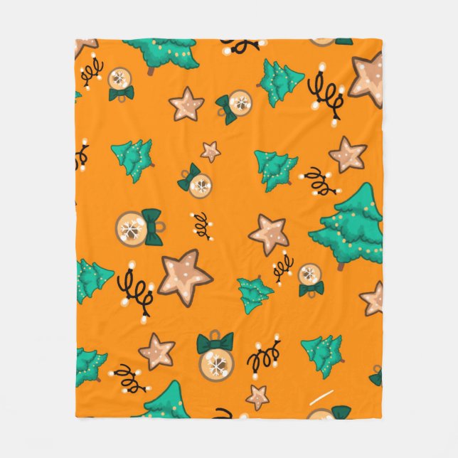 Christmas pattern with candles, Tangerinesbackgrou Fleecefilt (Framsidan)