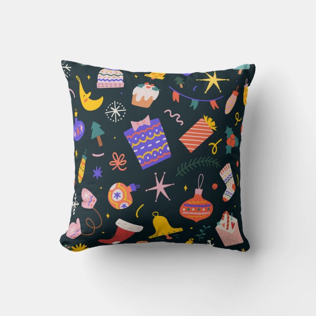 christmas patterned cushion gifts, bells and socks kudde (Framsida)