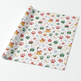Christmas Paw Prints & Gifts Wrapping Paper Presentpapper