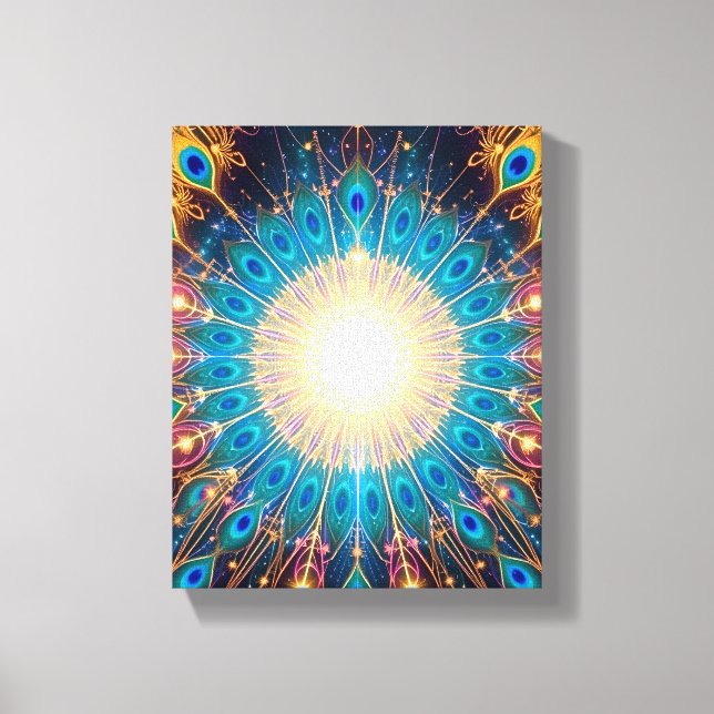 Christmas Peacock Frequency Premium Wrapped Canvas (Framsida)