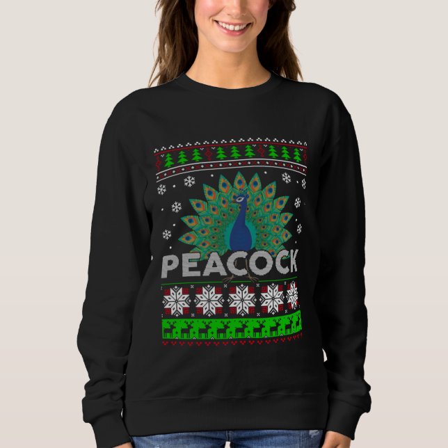 Christmas Peacock Ugly Sweater Xmas  For Women Gir T Shirt (Framsida)