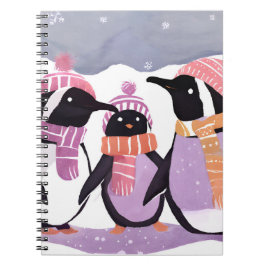 Christmas Penguin Friends | Winter Watercolor Anteckningsbok