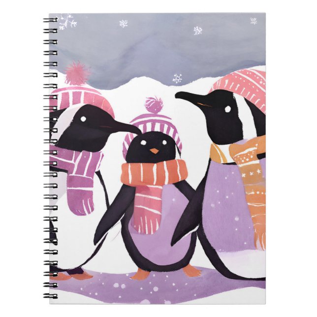 Christmas Penguin Friends | Winter Watercolor Anteckningsbok (Framsidan)