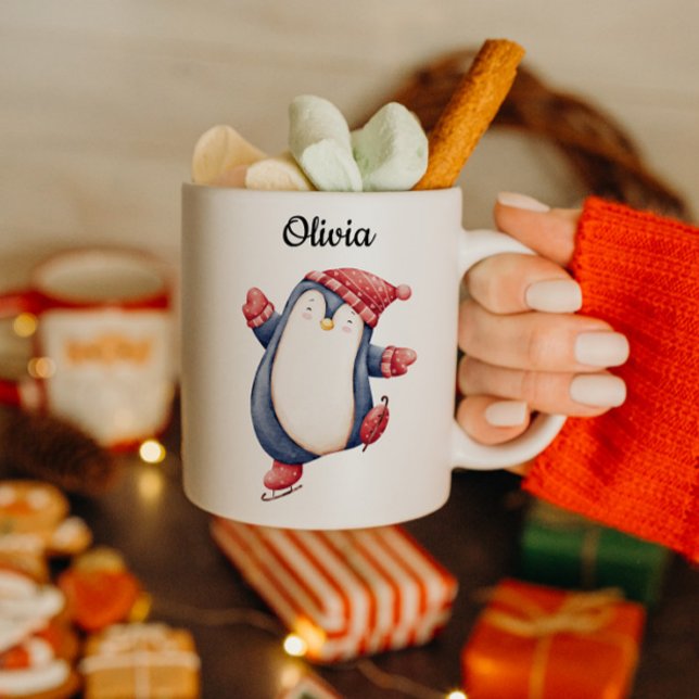 Christmas Penguin Mug with Custom Text Kaffemugg (Skapare uppladdad)