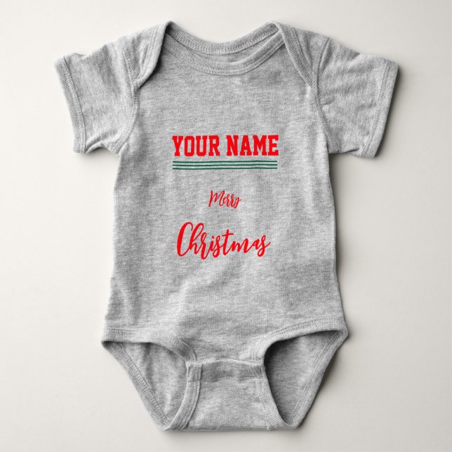 Christmas personalized Baby Jersey Bodysuit color T Shirt (Framsida)