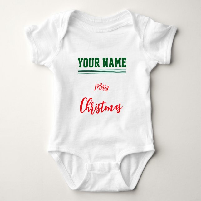 Christmas personalized Baby Jersey Bodysuit color T Shirt (Framsida)