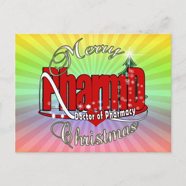CHRISTMAS PharmD Doktor of Pharmacy Helg Vykort (Framsida)