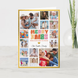 Christmas Photo Card With Golden Border Kort