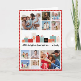 Christmas Photo Card With Stars Design Red Border Kort