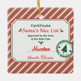 Christmas Photo Certificate Santa Nice List Julgransprydnad Keramik