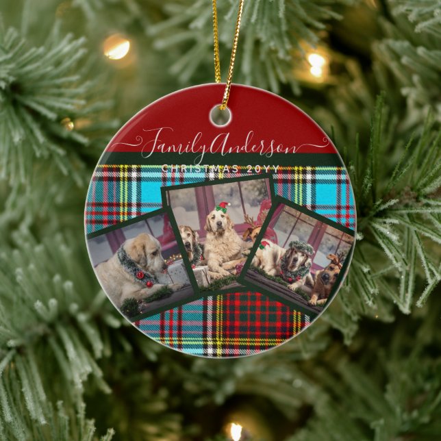CHRISTMAS PHOTO GIFT - Andersson Tartan Collage Julgransprydnad Keramik (Träd)