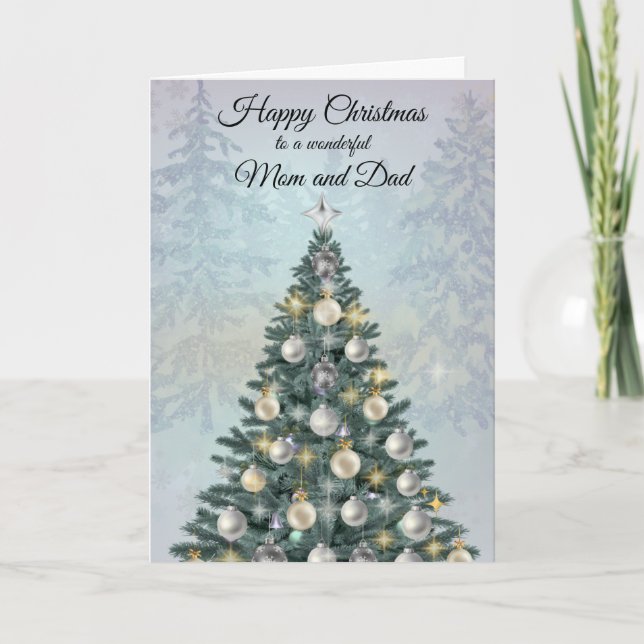 Christmas Photo Greeting Card for Mom and Dad Kort (Framsida)