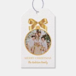 Christmas Photo Ornament Gold Presentetikett