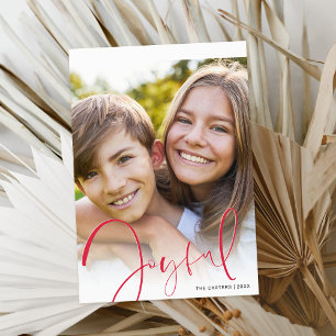 CHRISTMAS PHOTO-snyggtens skript röd glatt Julkort