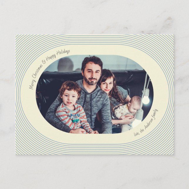 Christmas Photocard Playful Design Oval Photo Helg Vykort (Framsida)