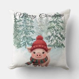 Christmas Pig Throw Pillow Kudde