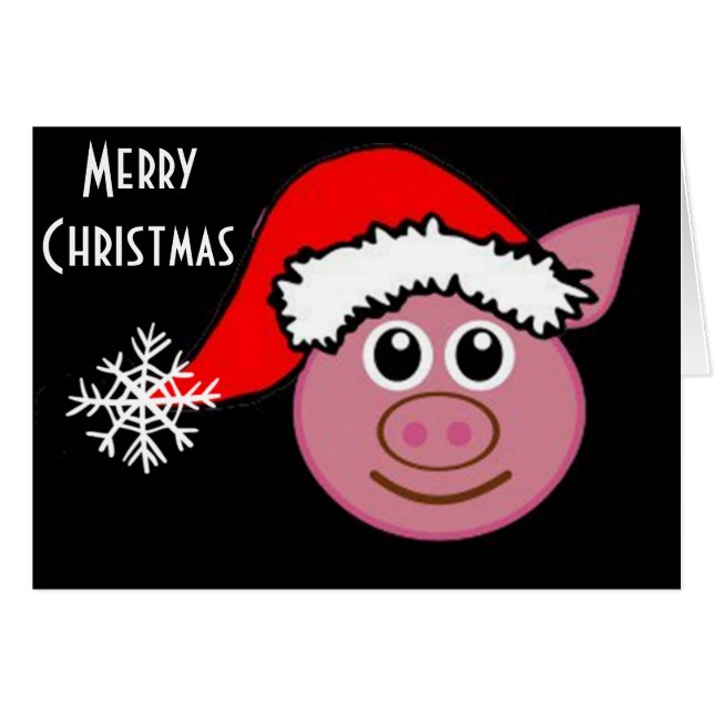 CHRISTMAS PIGGY EMOGI SAYS "GOD JUL" HÄLSNINGSKORT (Framsidan Horizontal)