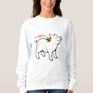"CHRISTMAS PIGGY" KVINNORS SWEATSHIRT TEE SHIRT