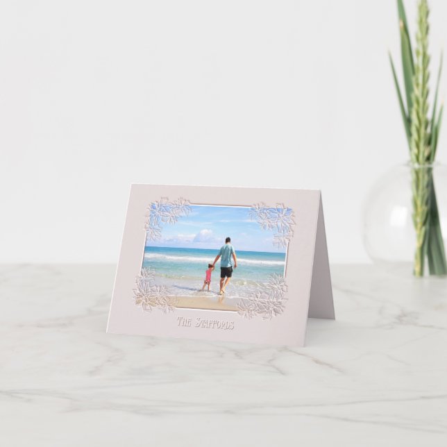 Christmas Piinsettia Neutral Holiday Card Kort (Framsida)